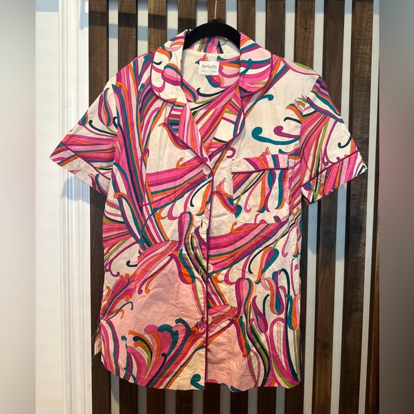BEDHEAD X TRINA TURK SHORT SLEEVE CLASSIC CROPPED STRETCH JERSEY PJ SET - Picture 1 of 7